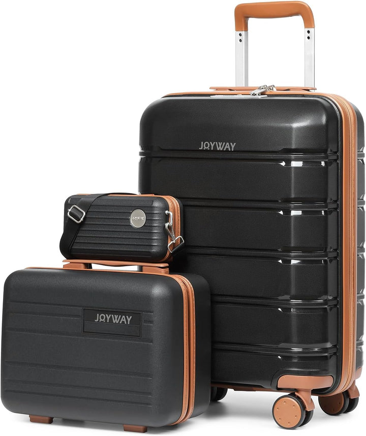 Joyway Kofferset 3 Teilig Hartschale mit 4 Rollen und TSA-Schloss Der Gepäcksets Enthält 1 Kosmetikk