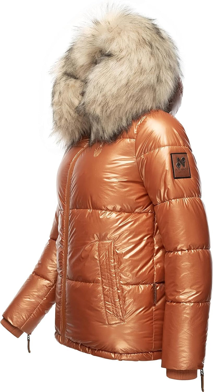 Navahoo Damen Winterjacke Steppjacke warm mit Kunstfellkapuze Tikunaa XS-XL XS Rusty Cinnamon, XS Ru