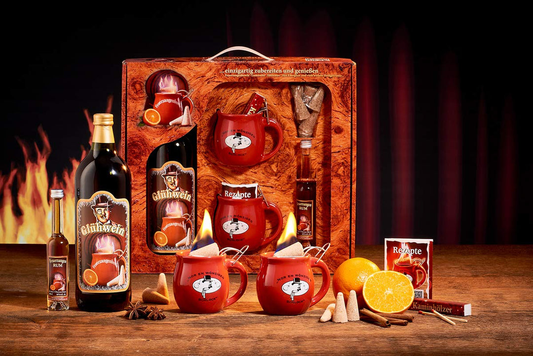 Geschenkset, Wurzelholz, Rot/Rühmann Schlock - für Feuerzangenbowle Rot / Rühmann Schlock, Rot / R&#