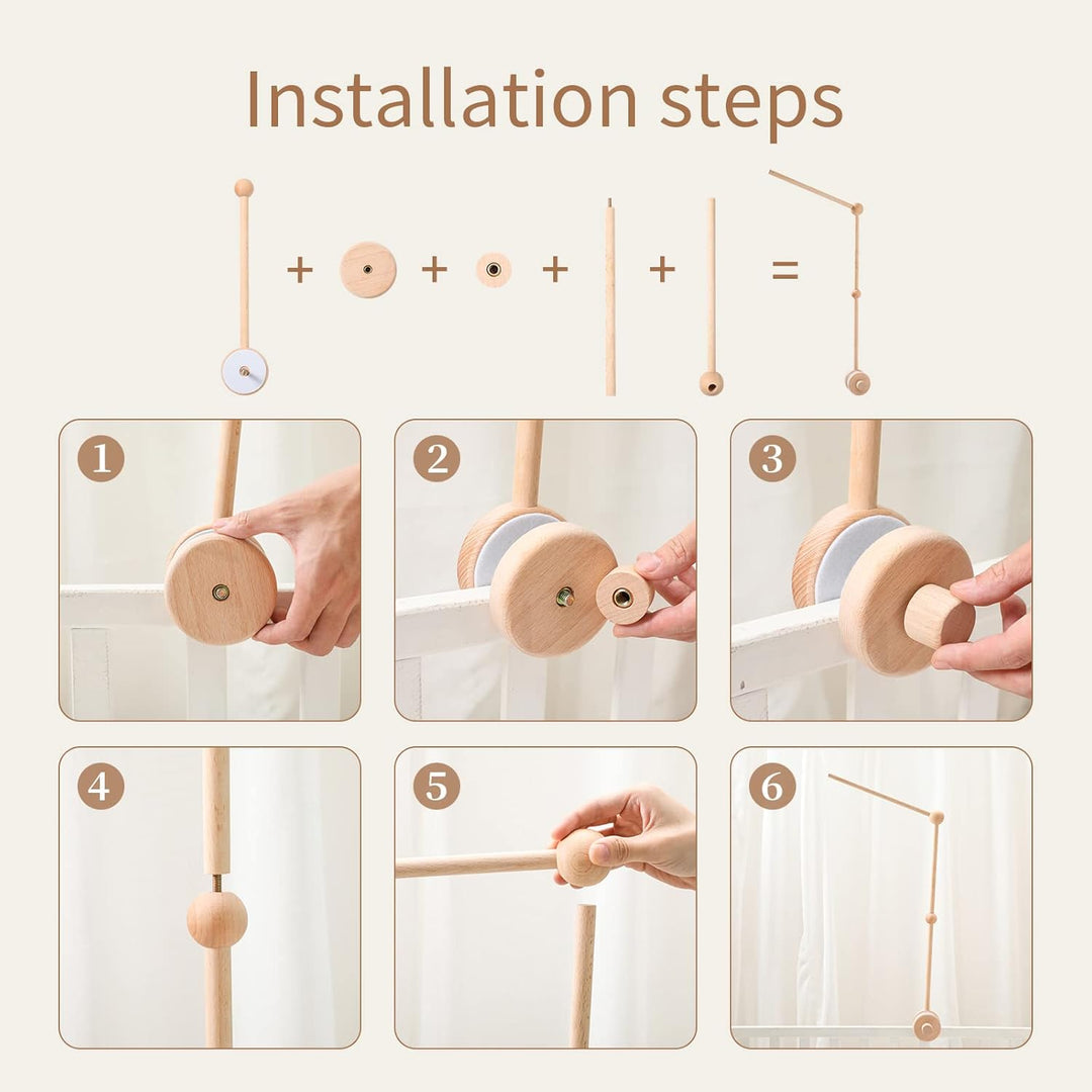 Youuys Mobile Halterung Holz für Babybett Mobile Wickeltisch Mobile Baby Halter Gestell Höhenverstel