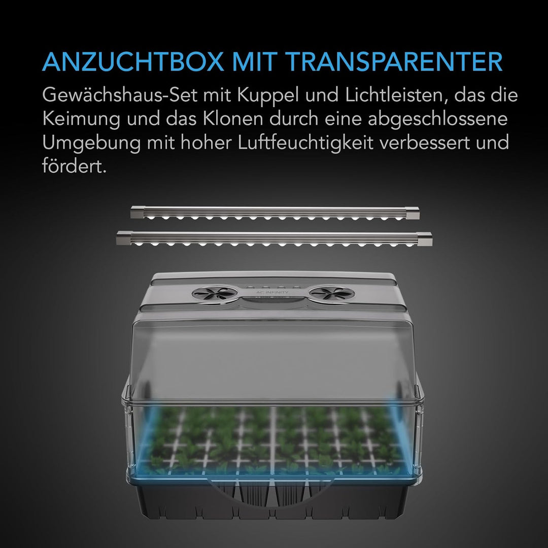 AC Infinity Feuchtigkeitskuppel, Keimset mit grosser, glänzender transparenter Kuppel, Stabiler Abtr