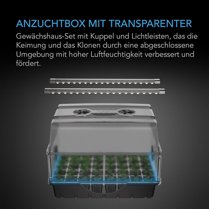 AC Infinity Feuchtigkeitskuppel, Keimset mit grosser, glänzender transparenter Kuppel, Stabiler Abtr