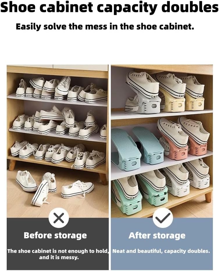 Schuhschlitz-Organizer, 20 Stück, verstellbare Schuhstapler, 4 Ebenen, platzsparend, 50 %, doppellag