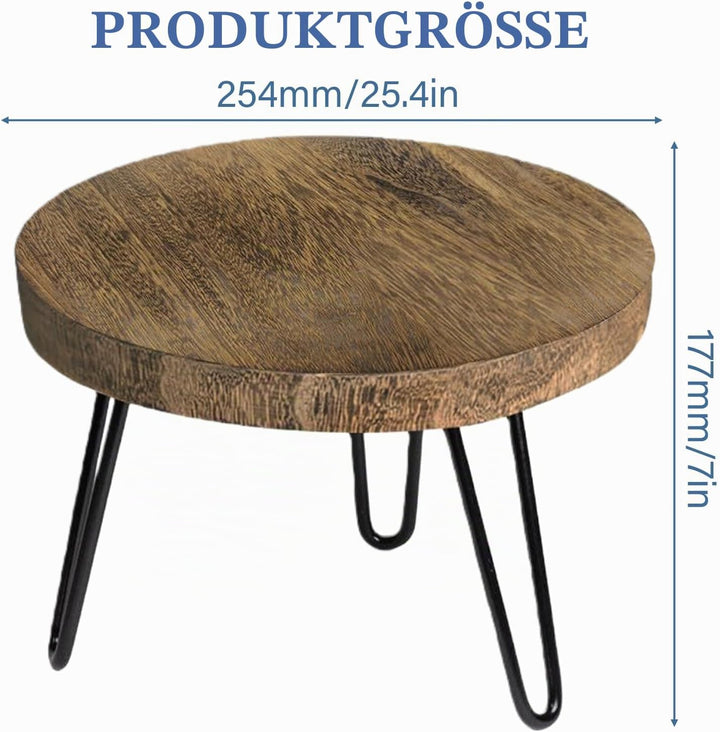 Pflanzenständer Holz, 25.4 * 17.8cm Blumenständer Rund mit 3 Füssen, Pflanzenregal Blumenregal Blume