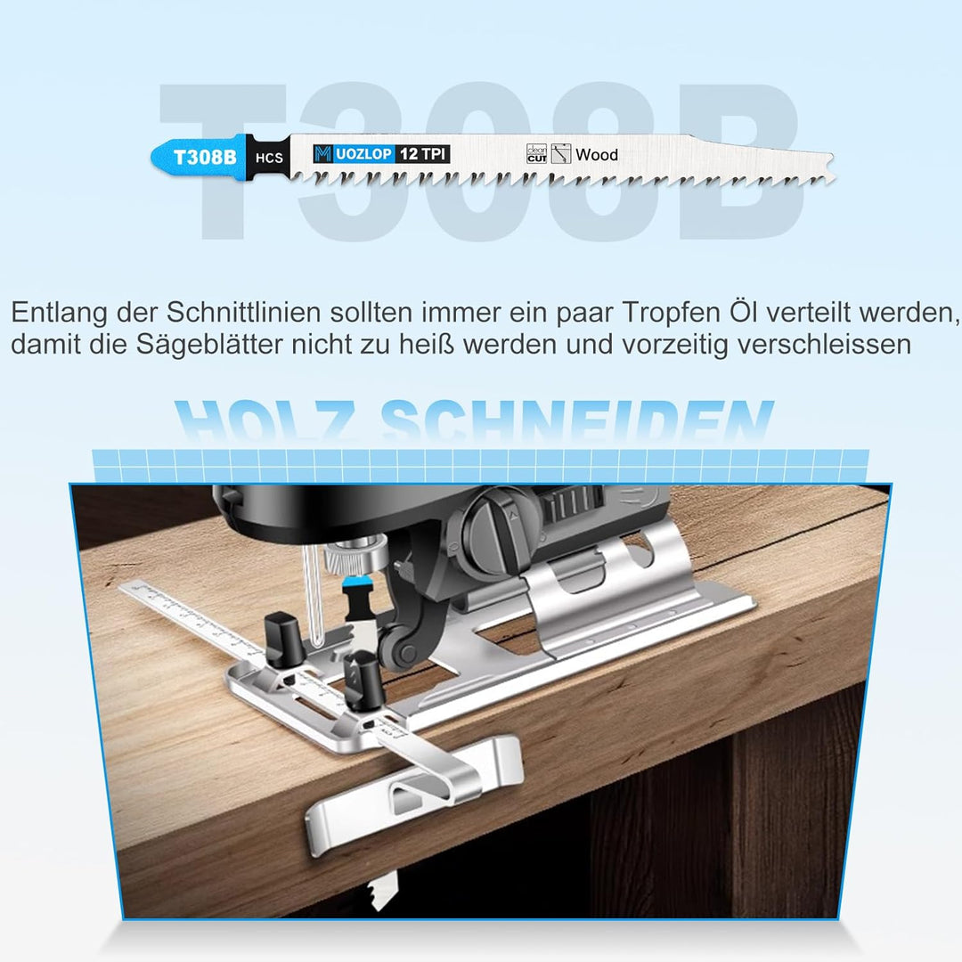 20tlgT308B Stichsägeblätter ，T-Schaft Stichsägeblatt Set mit Aufbewahrungskoffer für Holz ，sägeblätt