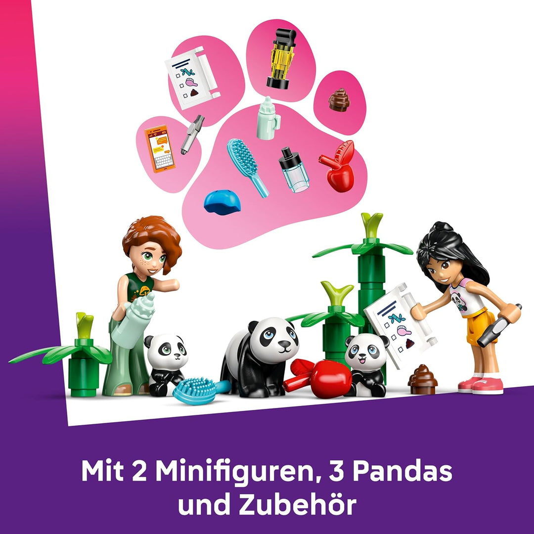 LEGO Friends Panda-Pflegestation - Spielzeug mit Panda Schutzgebiet - Tierspielset mit Baumhaus, Qua