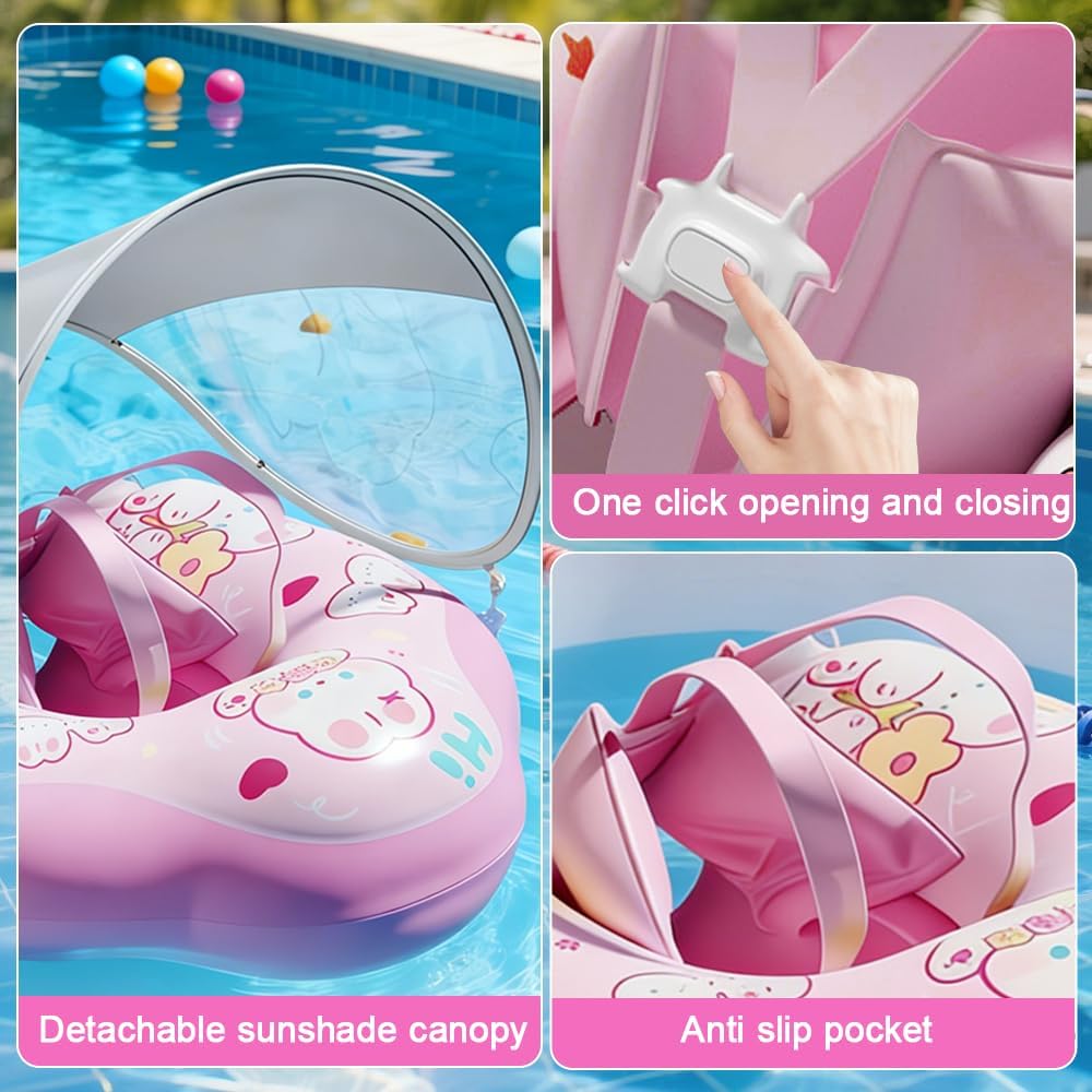 Mineup Baby Schwimmring mit Sonnendach, UPF50+ Baby Float, Schwimmhilfe Mit Sicherheitssitz, Schwimm