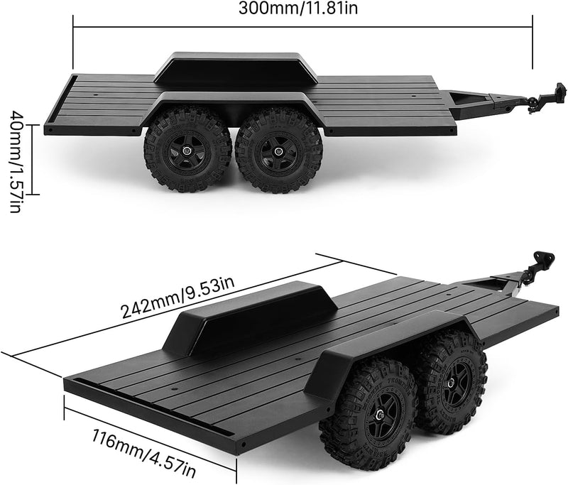 INJORA Nutzanhänger mit Anhängerkupplung für 1/18 RC Crawler Auto TRX4M Upgrade