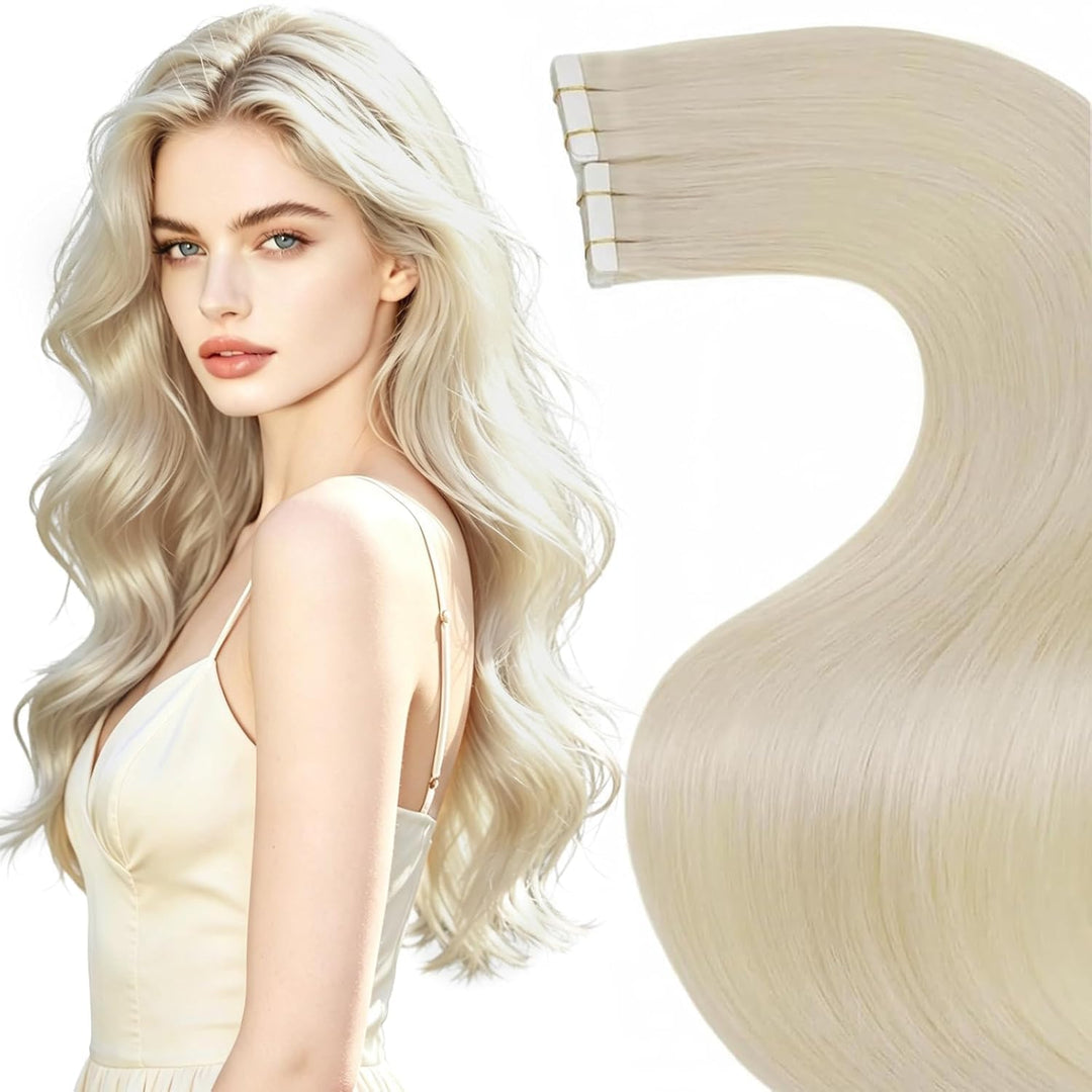 LaaVoo Tape in Extensions Echthaar Blond Extensions Echthaar Tape Glatt Weft Haarverlangerung Echtha