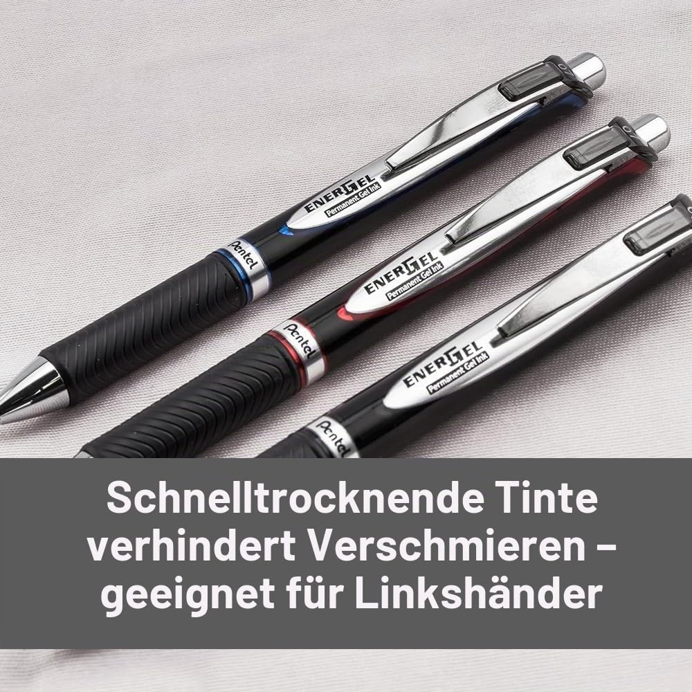 Pentel BLP77-CX EnerGel Xm Dokument mit Druckmechanik Wasserfeste, 12 Stück, blau 12 blau, 12 blau