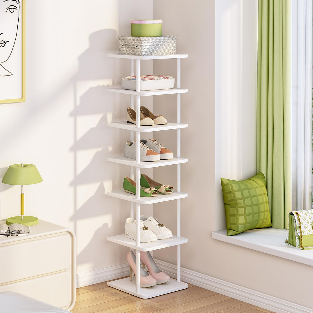 Vertikales Schmales Schuhregal, Standregal mit 7 Ebenen, Schuhablage, Schuhablagen, Schuhaufbewahrun
