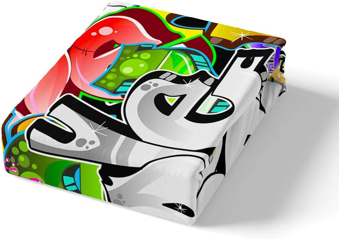 Loussiesd Hippie Graffiti Bettwäsche Set 135x200cm Teenager Hip Hop Stil Betten Set für Kinder Junge