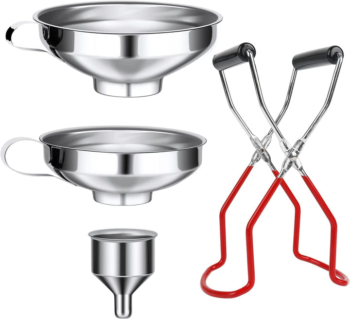Trichter Edelstahl Set, 4 Stück Marmeladentrichter Einfülltrichter Trichter Set mit Griff und Glashe