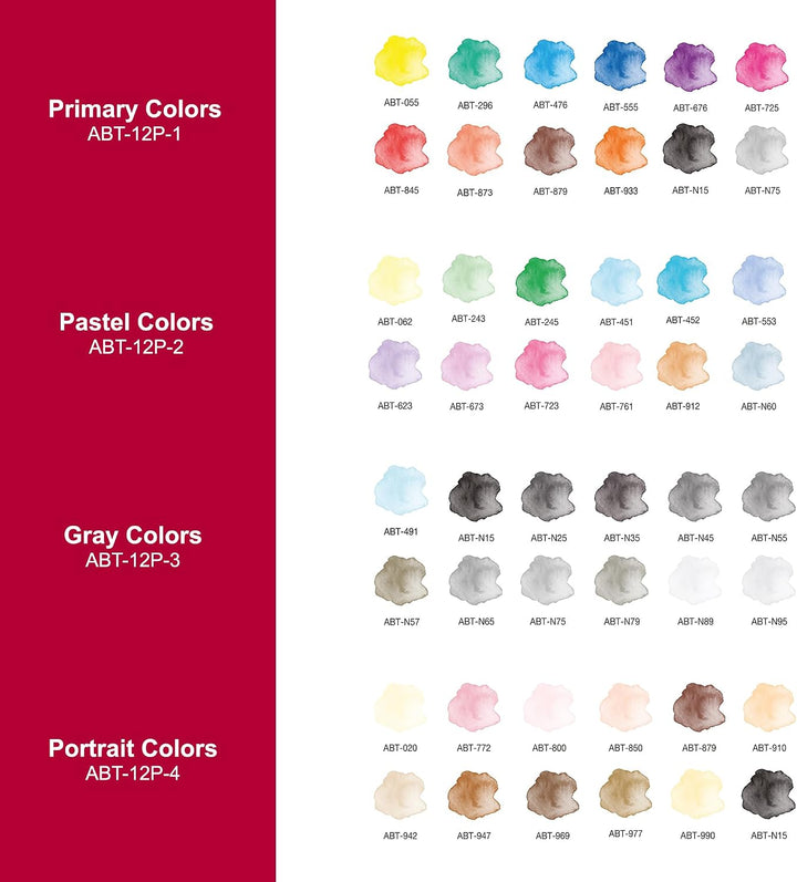 Tombow Fasermaler Dual Brush Pen mit zwei Spitzen 12er Set, primärfarben Single, Single