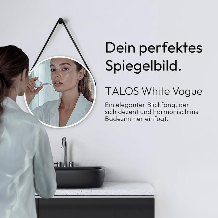 Talos Dekorativer runder Wandspiegel in weiss matt Ø 50 cm, Weiss Matt Ø 50 cm