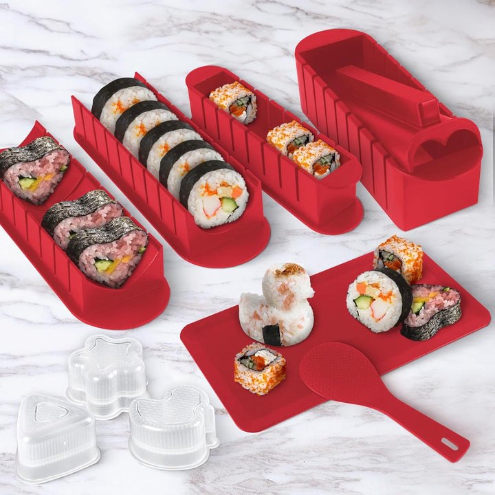 SKYSER Sushi Maker set Teller, 20 Artikel Kit für Anfänger zum selber machen, Kann als Sushiteller v