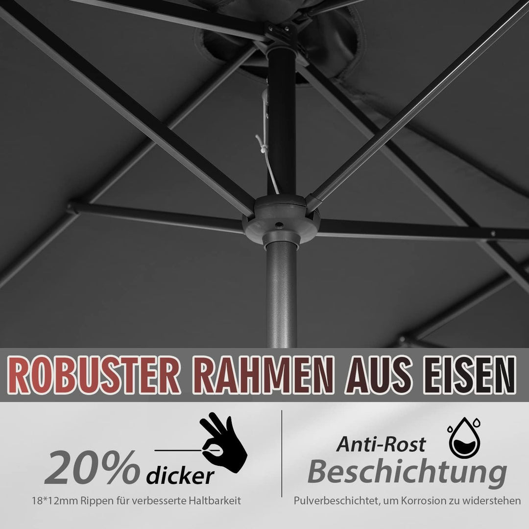 Sekey® 220 × 400 cm Doppelsonnenschirm mit kurbel| Gross Sonnenschirm Marktschirm für Terrasse,Balko