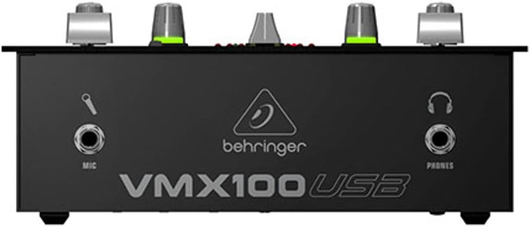 Behringer PRO MIXER VMX100USB Professioneller 2-Kanal-DJ-Mixer mit USB/Audio-Interface, BPM-Zähler u