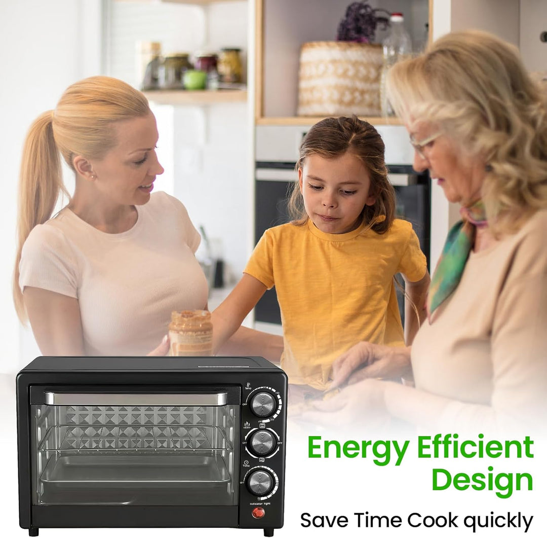 Mini Backofen, Mini Backofen 22L mit Backblech und Grillrost, Pizzaofen 800W, 90-250 °C, Timer 0-60