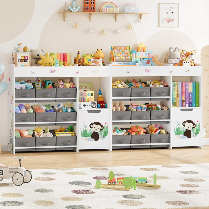 HOCSOK Kinderregal mit 9 Boxen, Regal Kinderzimmer mit Bücherregal, Spielzeugregal Kinderzimmer für