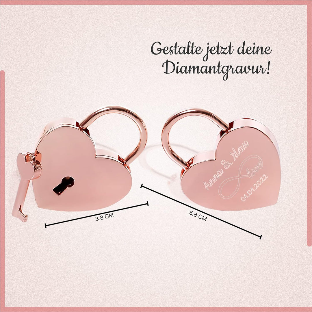 Geschenkfreude Liebesschloss mit Gravur witterungsbeständig - personalisierte Geschenke für Paare zu