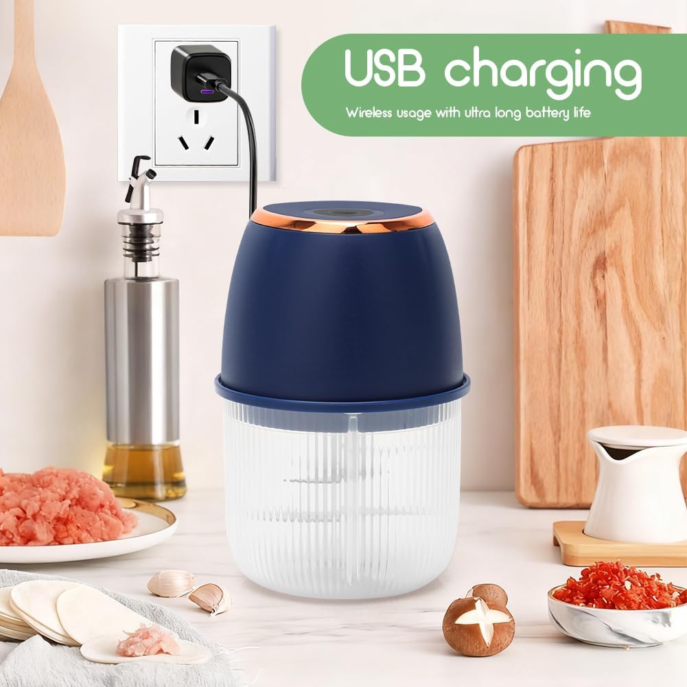 Mini Zerkleinerer Elektrisch, 350 ml Elektrisch Gemüsezerkleinerer Zwiebelschneider, Klein Zwiebel Z