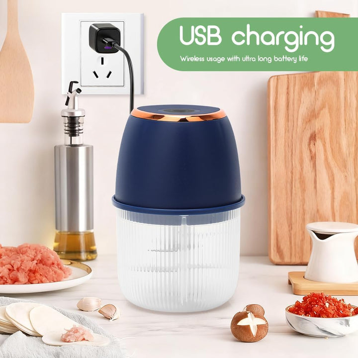 Mini Zerkleinerer Elektrisch, 350 ml Elektrisch Gemüsezerkleinerer Zwiebelschneider, Klein Zwiebel Z
