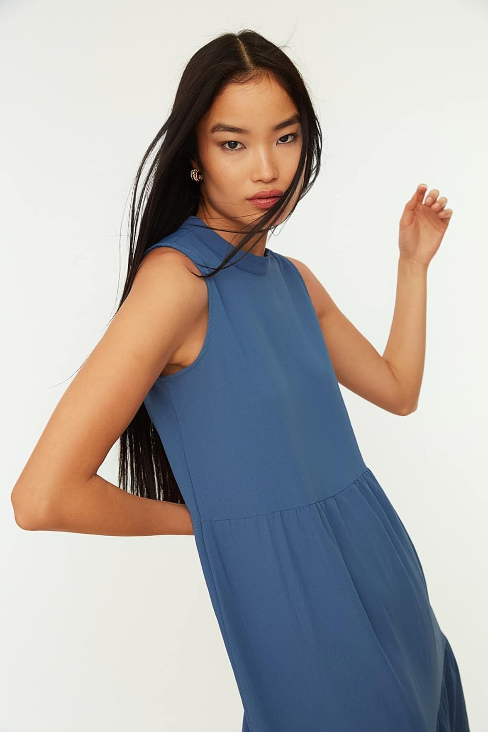 TRENDYOL Damen Breites Geschnittenes Kleid Dress (1er Pack) 38 Blau, 38 Blau