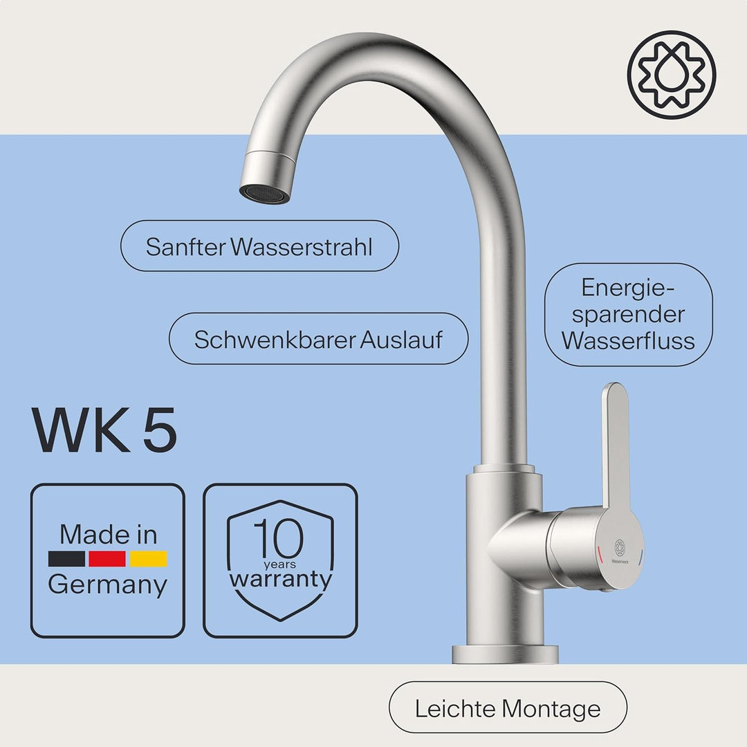 Küchenarmatur WK5 | Wasserhahn Küche | Armatur Spültisch | Mischbatterie für die Küche | Spültischar