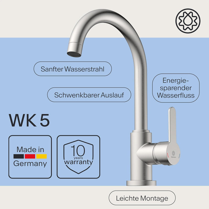 Küchenarmatur WK5 | Wasserhahn Küche | Armatur Spültisch | Mischbatterie für die Küche | Spültischar
