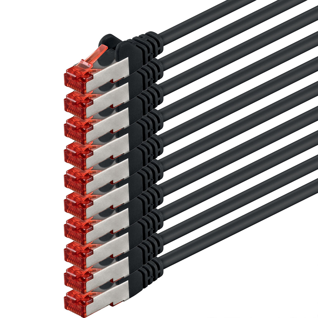 1aTTack.de 10x 7.5m Cat6 Cat.6 Ethernet-Kabel Cat 6 Netzwerk-Kabel Patch-Kabel RJ45 SFTP - Schwarz 1