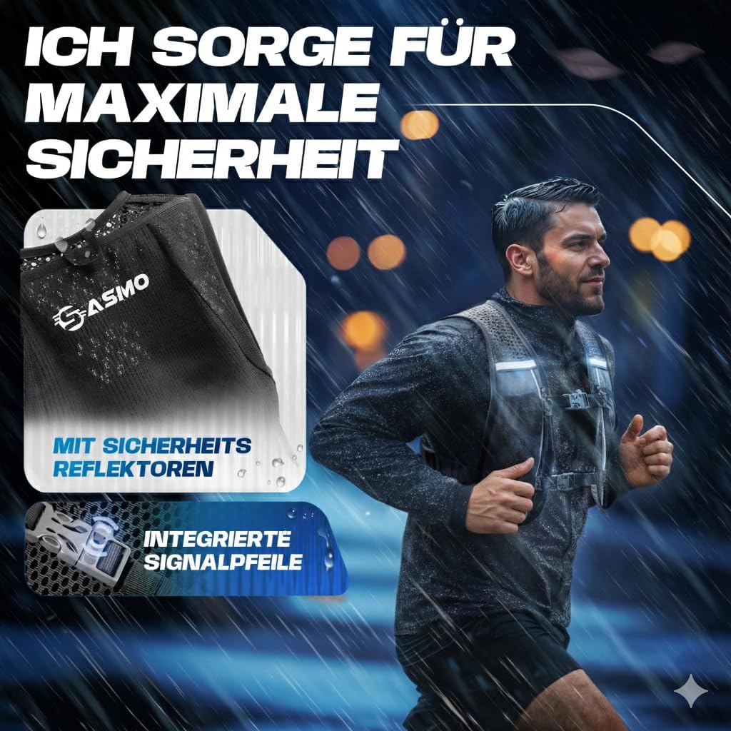 SASMO® Laufweste Damen & Herren 5L / 2L | Running Vest - Ultraleicht & atmungsaktiv| Laufrucksack Da