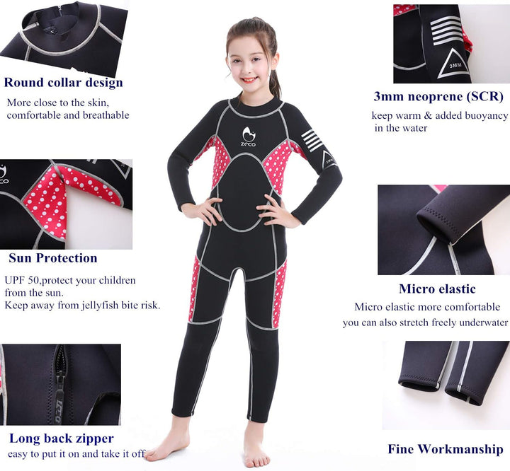 ZCCO Kids Neoprenanzug, 2,5 mm Neopren-Thermo-Badeanzug, Jugend-Badeanzug für Jungen und Mädchen Wär