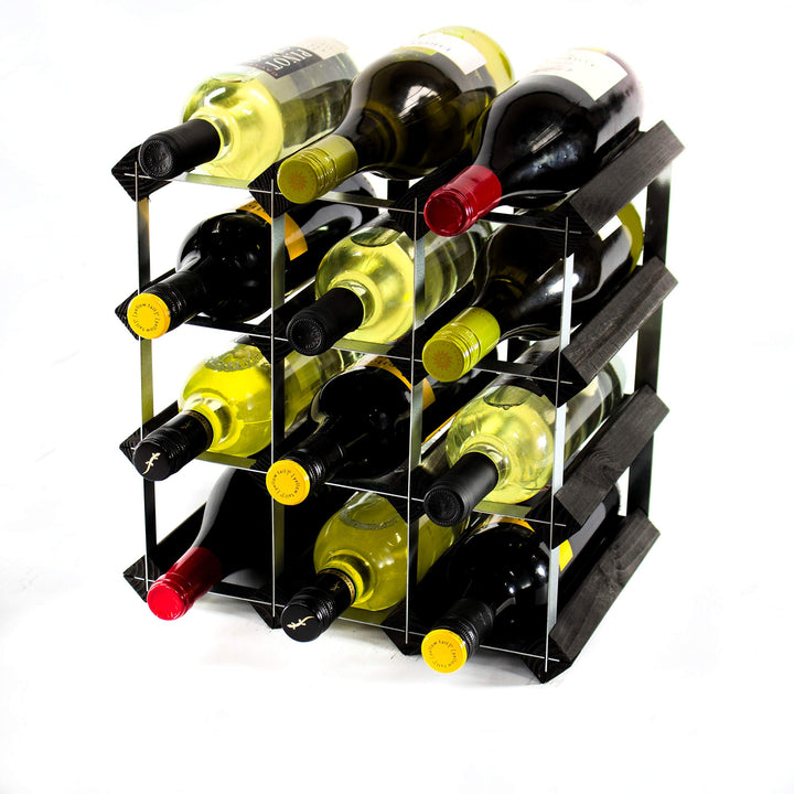 Cranville wine racks Klassische 12 Flaschen schwarz gebeiztem Holz und verzinktem Metall Weinregal f
