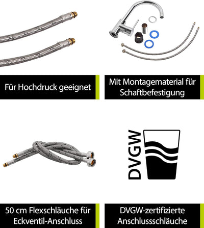 'aquaSu® Spültischarmatur Kira mit Wasserspar-Kartusche, Kosten-sparende Kaltwassermittelstellung, h