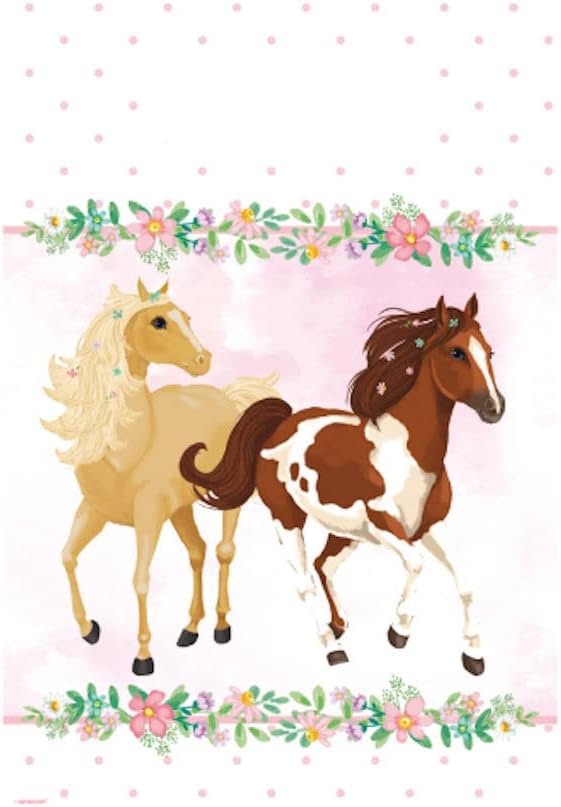 HHO Beautiful-Horses-Pferde-Party-Set Erweiterung für 8 Pferdefreunde Einladungen und Mitgebseltüten
