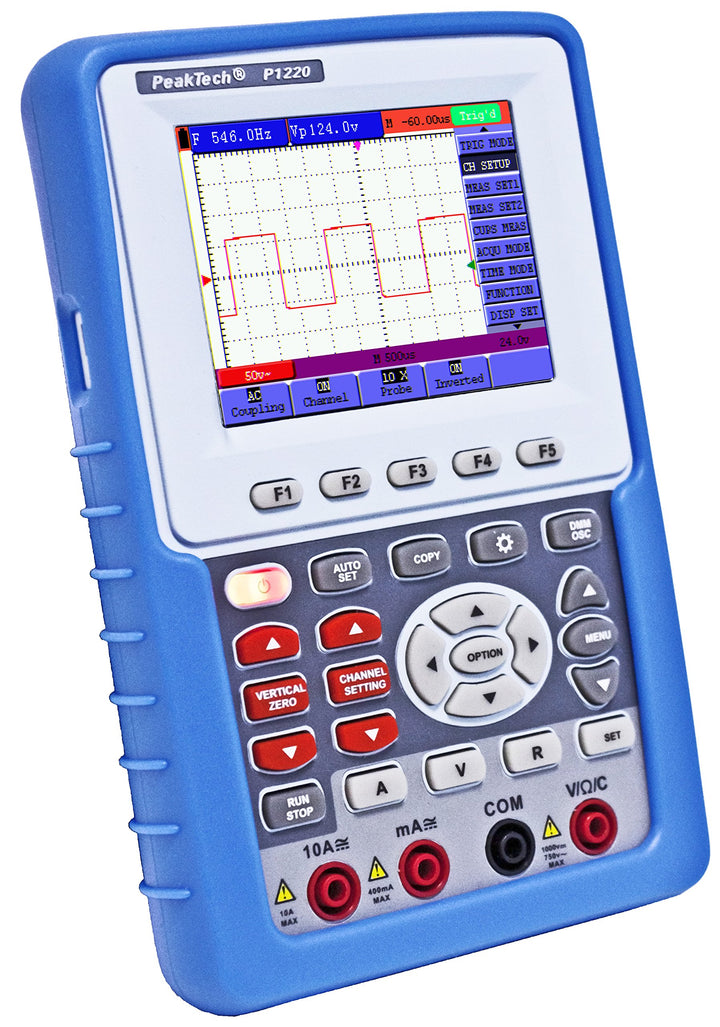 PeakTech 1220 – 1-Kanal Speicher-Oszilloskop (20MHz) &amp; True RMS Multimeter mit USB-Schnittstelle &amp; 3