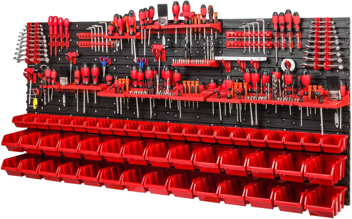 PAFEN Werkstattregal Wandregal | 1728 x 780 mm | Lagersystem mit Werkzeughalterungen und Stapelboxen