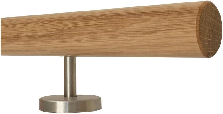 TIBU Eiche Holz Handlauf Geländer 0,3m - 6m, Länge 50 cm, Ende gefast und 2 gerade Halter 50 mit 2 H