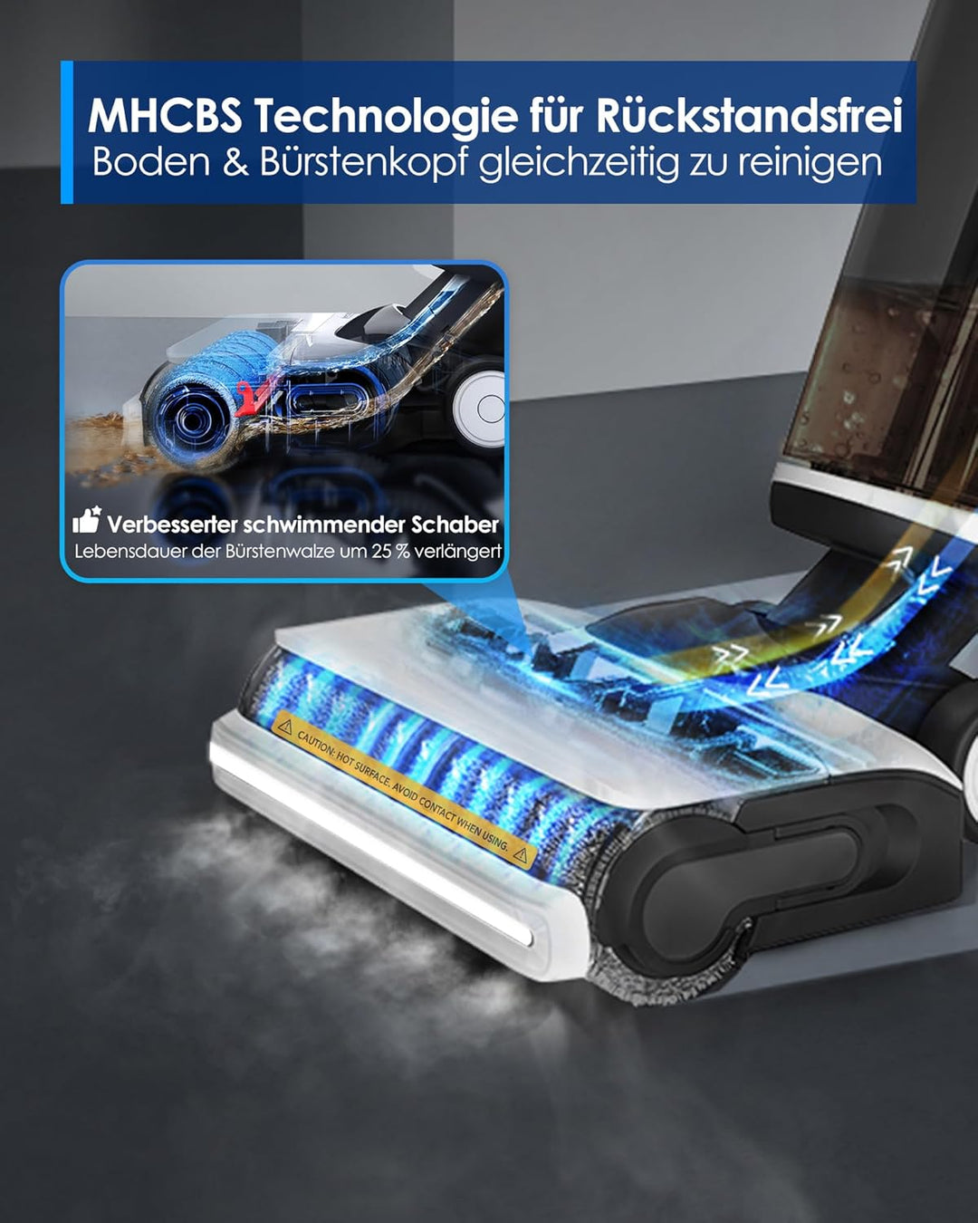 Tineco Floor ONE S7 Steam Schnurloser Dampfreiniger, Dampfmop für Verschmutzungen auf Hartböden mit