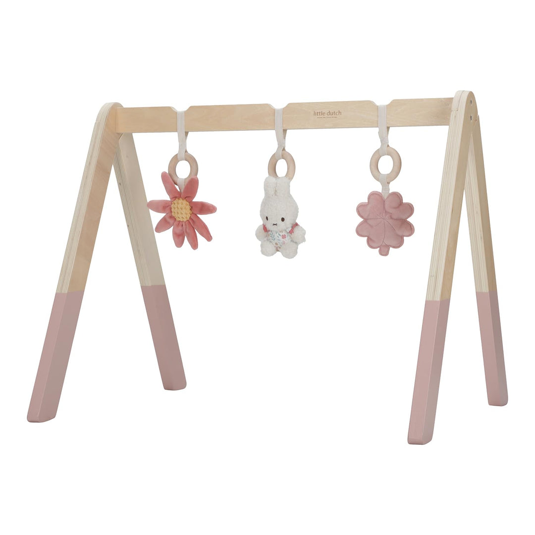 nijntje miffy x Little Dutch Baby Gym Spieltrapez Spielbogen Holz inkl. Anhänger Hase Miffy rosa - L