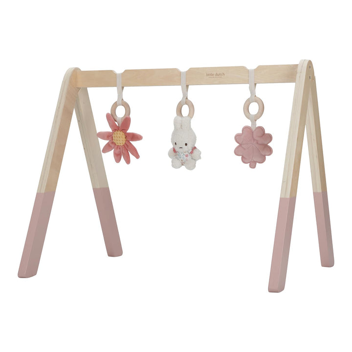 nijntje miffy x Little Dutch Baby Gym Spieltrapez Spielbogen Holz inkl. Anhänger Hase Miffy rosa - L
