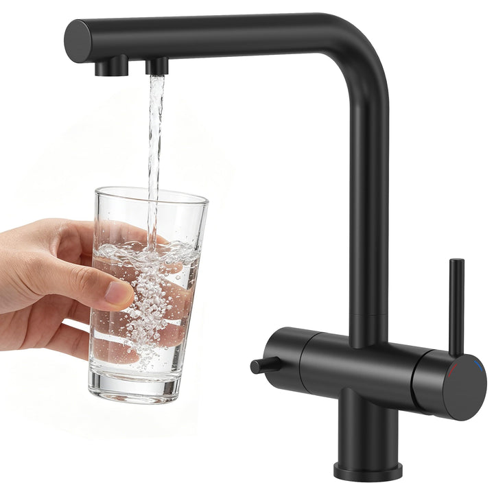 Wasserhahn Küche 3 Wege, 360° Drehbar Küchenarmatur, 3 in 1 Mischbatterie für Wasserfilter, Trinkwas