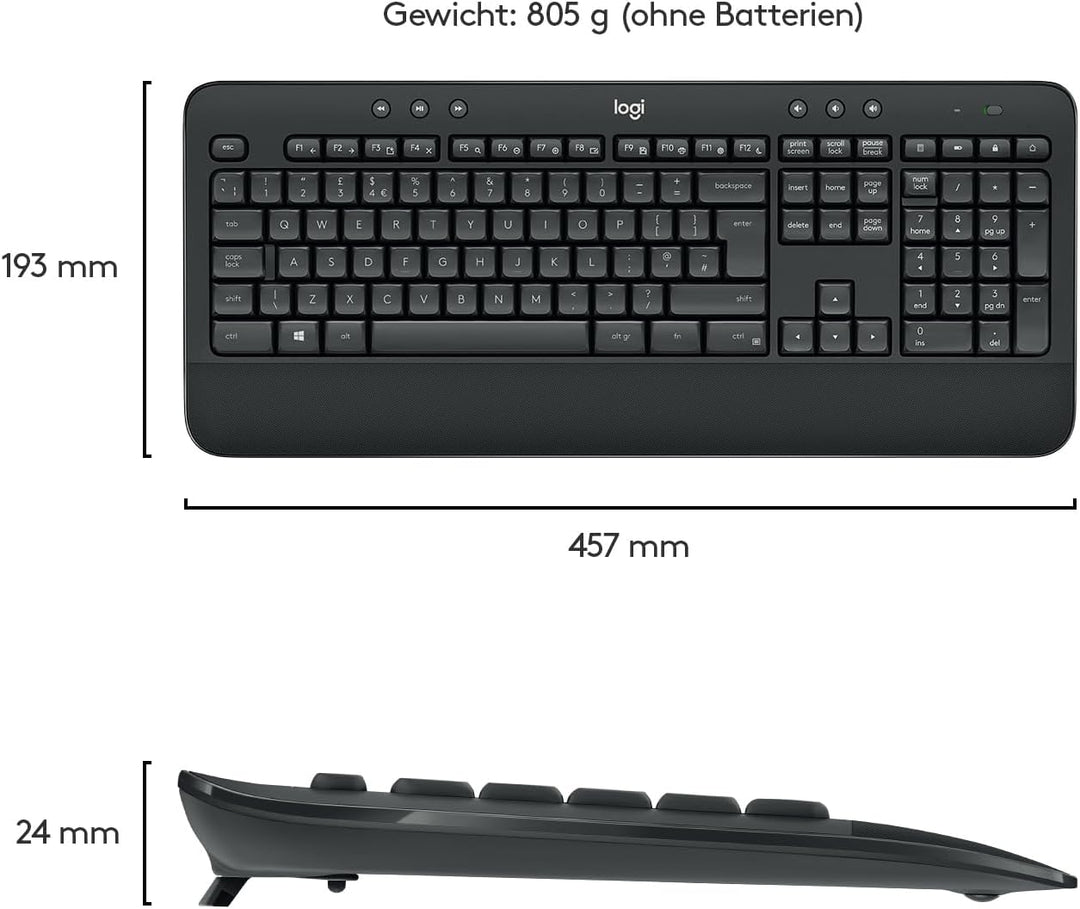 Logitech MK545 erweiterte drahtlose Tastatur und Maus, QWERTZ-Layout