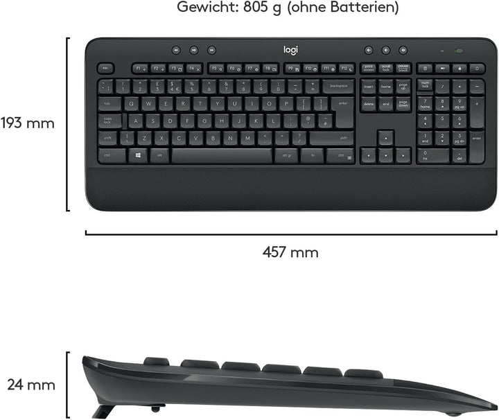 Logitech MK545 Advanced Wireless Keyboard and Mouse Combo Niederländisches QWERTY-Layout - Schwarz