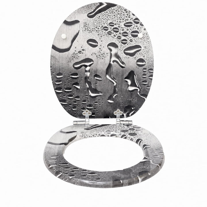 SINOBATH WC-Sitz Toilettensitz mit Absenkautomatik, MDF Holzkern, Softclose Scharnier,Waterdrops H03