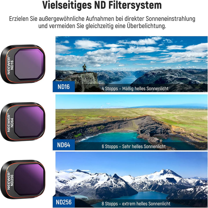 NEEWER ND und CPL Filter Set Kompatibel mit DJI Mini 4 Pro, 4 Pack ND16 ND64 ND256 CPL Polarizer und