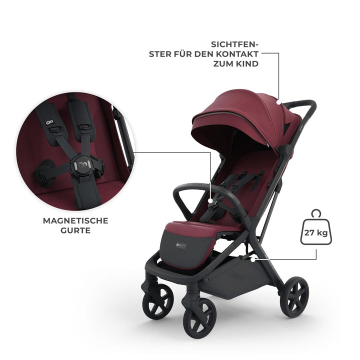 Kinderkraft NUBI 3 Buggy bis 22 kg, automatisch zusammenklappbar, grosse EVA-Räder, Mesh-Sitz, 5-Pun