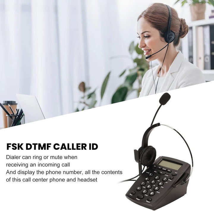 ciciglow Callcenter-Telefon, Schnurgebundenes Telefon mit Rauschunterdrückung, Headset-Mikrofon, FSK