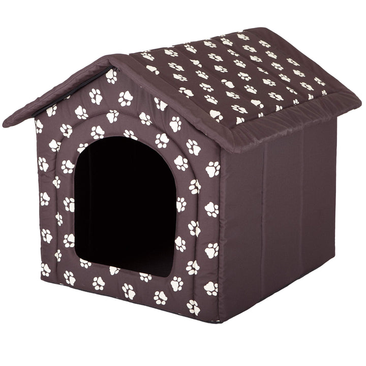 Hundehütte Hundehöhle Hundebett Hundehaus Katzenhöhle Grösse XXXL - 76x72 cm braun mit Pfoten 76x72x